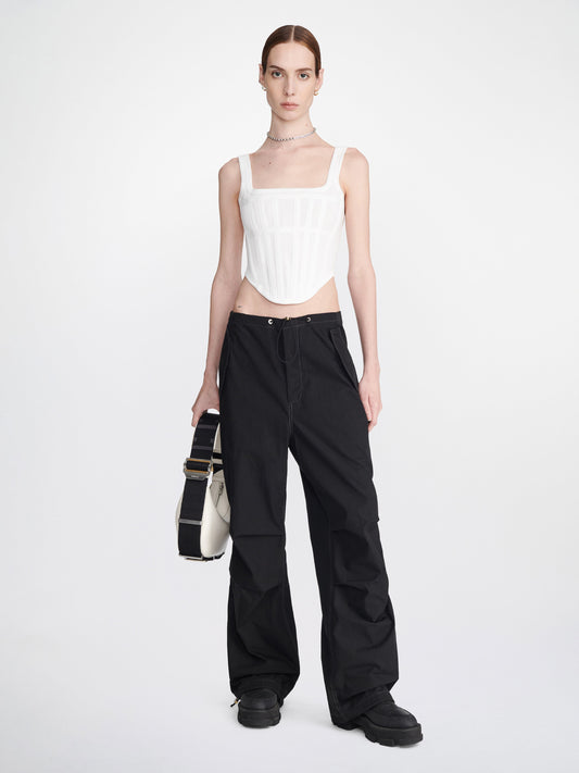 DION LEE Arch paneled organic cotton-blend canvas wide-leg pants