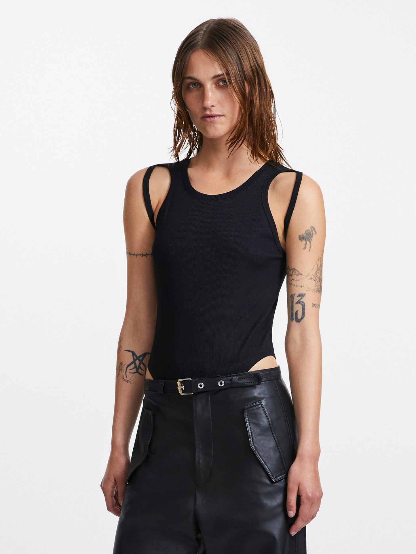 BELTED LEATHER PARACHUTE PANT