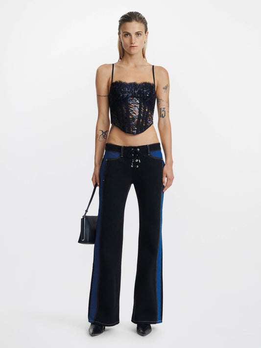 LACED FLARE DENIM PANT